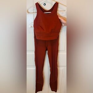 Lululemon Rust Colored Athletic Set With Mesh